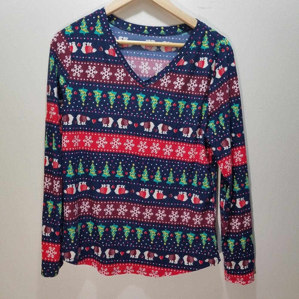 No Boundaries Blue Long Sleeve Shirt Polar Bears Snowflake Women's XXL 19 Junior